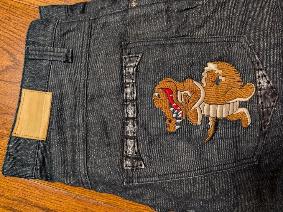 Pantalones de mezclilla negros G Gator con ribete de cuerno genuino de 5 bolsillos talla W 34 L 32 Foto 4 de 4