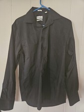 Lucky Brand 15-15.5 32/33 Medium Slim Fit Long Sleeve Dress Shirt Black Button