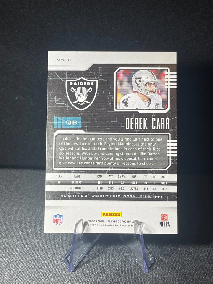 2020 Panini Playbook - Derek Carr #6 - Image 2 of 2