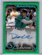 2024 Topps Chrome Logofractor Dominic Canzone Rookie On Card Auto Green /99. rookie card picture