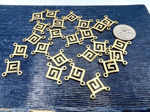 24 Pcs Gold Plated Connector Greek Key  Finding 18x15mm Geometric Jewelry Making
