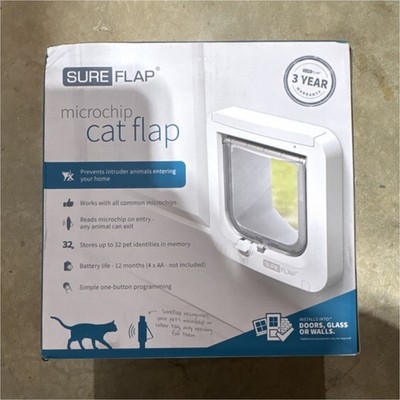 SureFlap Microchip Cat Flap for Doors, Glass, or Walls, Model SUR001, White