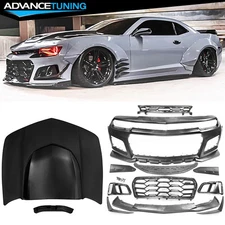 Fits 14-15 Chevy Camaro 1LE Style Aluminum Front Bumper Hood + Bumper Cover PP