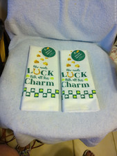 2 St. Patrick's Day Luck Charm Kitchen Towels 15" X 25" New With Tag