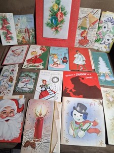  Vtg Christmas Cards Lot Santa Easter Glitter Birthday X23  1960s N Up