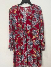 Old navy rust peasant dress size large red with beautiful flowers 