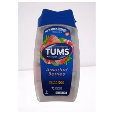 TUMS Ultra Strength Chewable Antacid Tablets, Assorted Berries, 72 Count EXJUL29