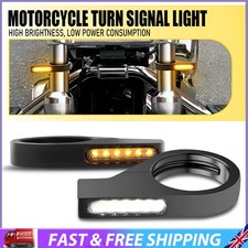 X2 Motorcycle Front Fork Clamp 39-41mm LED Turn Signal Light Blinker Amber+White