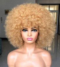 Short Afro Wig with Bangs for Black Women Afro Kinky Curly Wig 70S Premium Synth