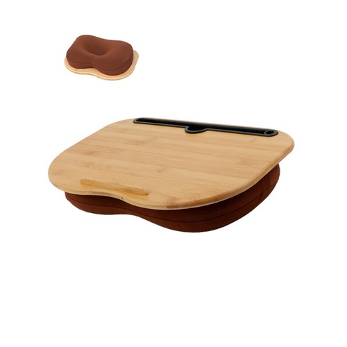 Lap Desk-Portable Laptop Table with Cushion Bamboo Platform Phone Holder