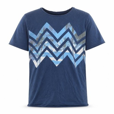 Tom Tailor Jungen Basic T-Shirt Größe 10 Jahre Blau Geometrisches Muster Rundhalsausschnitt