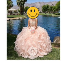 Pink Strapless Ruffle Ball Gown Dress S Quincea era