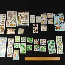37 Page Lot Stickers Reflective Farm Jungle Reptile Dupes Junk Journal Craft