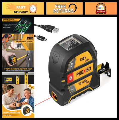 2-in-1 Laser Tape Measure 135Ft Rechargeable Tool with Magnetic Hook - Pythagore