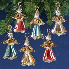 Nostalgic Christmas Beaded Crystal Ornament Kit Crystal Angels Gold Makes 6