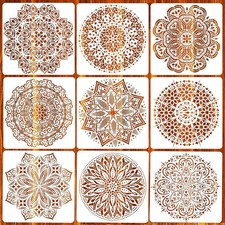 9Pack Mandala Stencils 12x12 Reusable Templates for Painting Wood Wall Floor