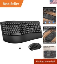 Wireless Ergonomic Keyboard Mouse Combo with Wrist Rest - Spill Resistant