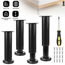 Furniture Legs 4PCS Support Feet Adjustable 18-30cm Black with Screws For Bed
