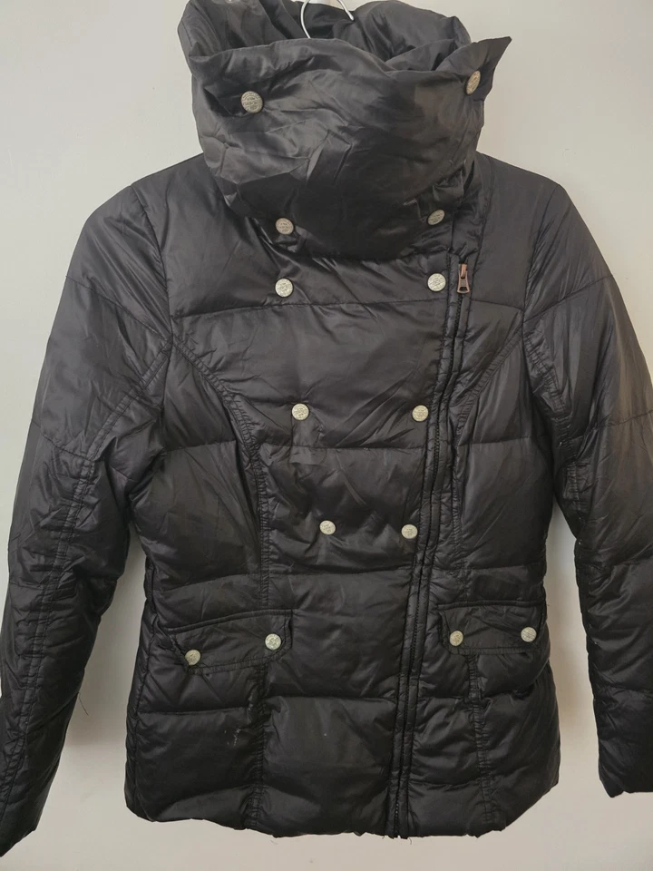 Ladies Cherokee Heritage Black Double-Breasted Puffer Jacket Coat Size 10 - Image 3 of 4