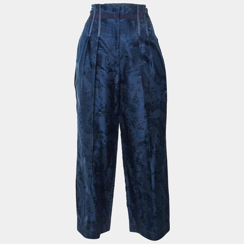 Prada Culotte dunkelblau Blumen Jacquard Plissee L - Bild 1 von 7