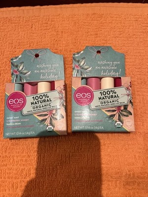 EOS Holiday Set Super Soft Shea Lip Balm 4 Pack (Mint/Strawberry/Vanilla/Pom) X2