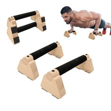 2 PCS Wooden Parallettes Bars, Wood Push Up Bars Calisthenics Equipment with ...