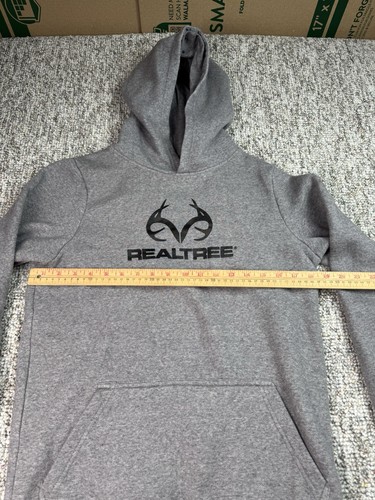 Realtree Gray Hoodie Youth Size 2XL Logo Graphic Front Lined Hood Pullover Soft - Picture 3 of 8