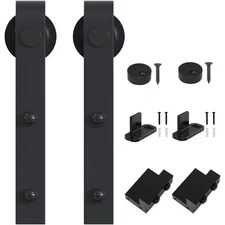 Black Antique Roller Kit for Sliding Barn Door Hardware System (J Shape Design)