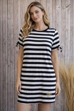 Michael Kors Dress Womens XS Black/White Stripe Tie Sleeves Occasional Casual