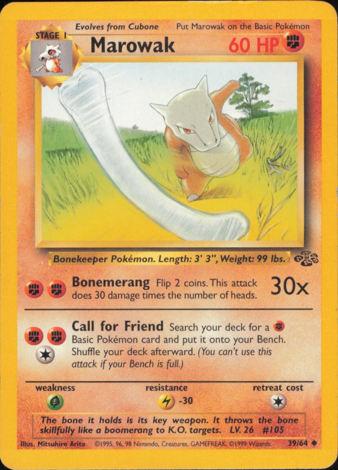 Marowak 39/64 Uncommon Jungle Pokemon Unlimited Lightly Played