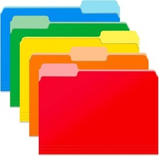 Two Tone Color File Folders 8.5 x 11 Inch, 1/3 Cut Tab File Folders Letter Size,