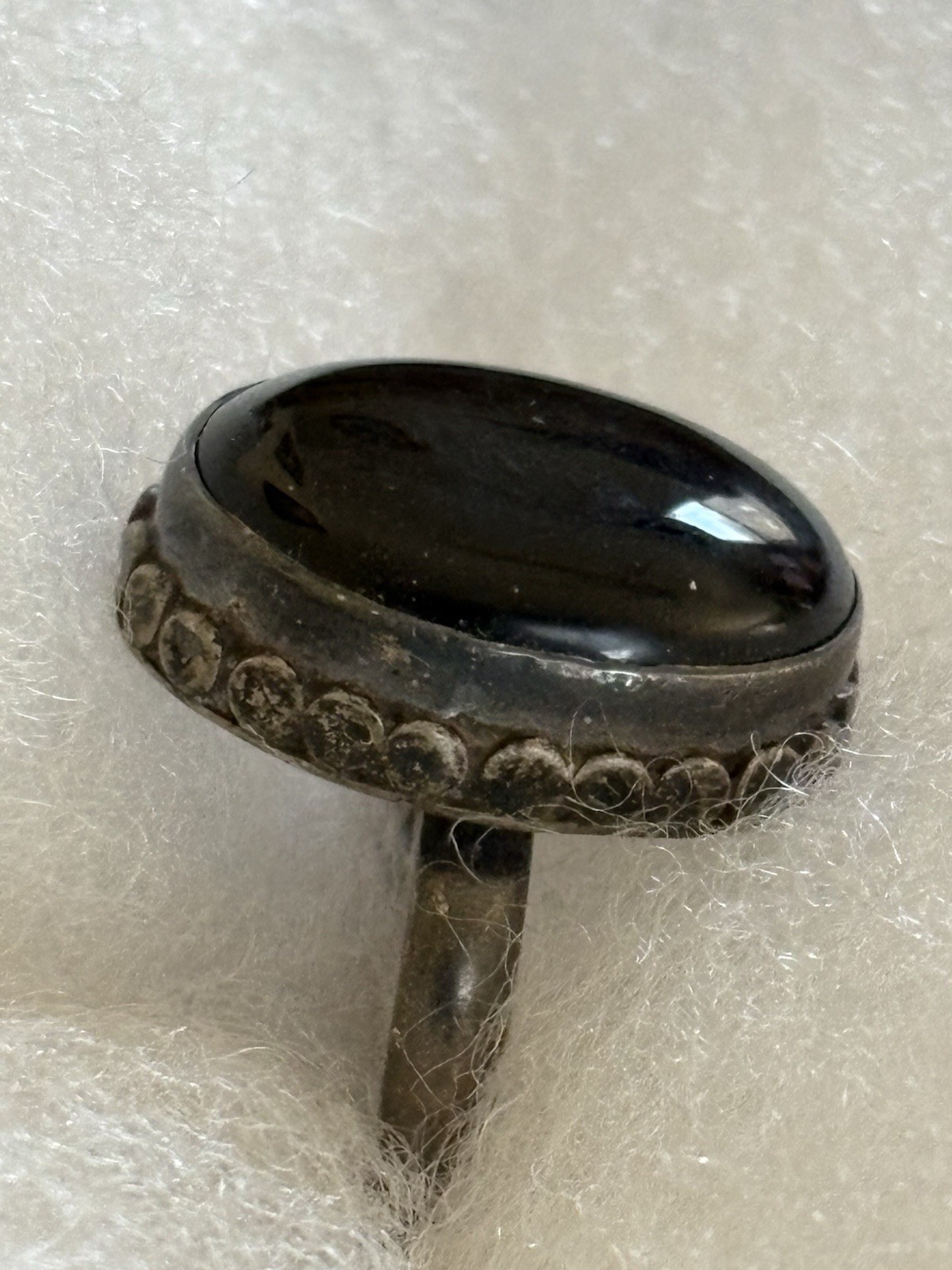 Vintage Sterling Silver 925 Oval Shape Black Onyx Ring Size 6.5