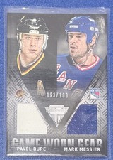 2013 Titanium Game-Worn Gear Combo Materials Mark Messier Pavel Bure GD-BM /100