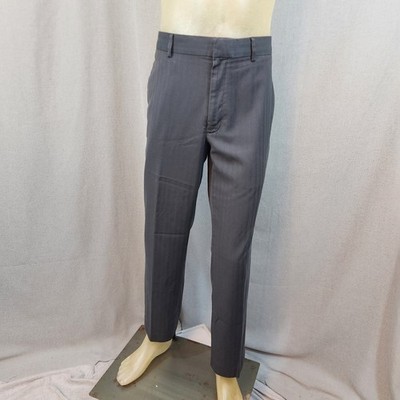 Perry Ellis Gray on Gray Stripe Dress Slacks Trousers Pants 36 / 30 Poly Blend