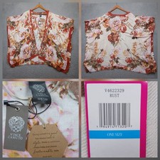 Vince Camuto Floral Kimono Wrap Women's One Size Rust Multicolor NWT