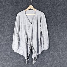 Vila Milano Cardigan Women L Large Gray Open Front Long Sleeve Fringe Casual