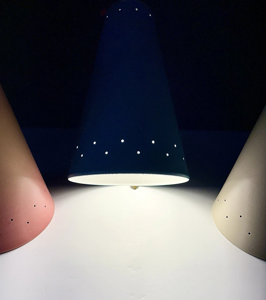 Vintage 1950s Mid Century Retro Atomic Industrial Multicolor Light Fixtures Set - Image 4 of 4