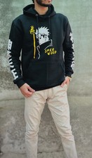 Premium Black 450 GSM Hoodie with Japanese Kanji Sleeves  Anime Style Artwork