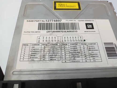12774897 System Audio / Radio/CD für SAAB 9-3 BERLINA 1.9 Tid Linear (I / - Bild 2 von 10