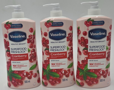 Vaseline Healthy Bright Superfood Freshlock Cranberry Body Lotion 500ml (3 BTL)