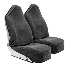 Terry Cloth Sweat Towel Seat Cover; Carseat Towel Protector; Front Grey 2pcs