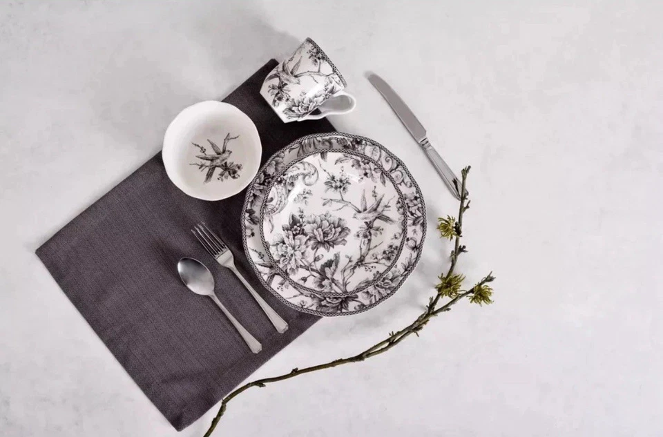 Juego de vajilla Adelaida de porcelana de 16 piezas negro - 222 quinto Foto 2 de 4