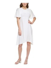 CALVIN KLEIN Womens Ivory Flutter Sleeve Knee Length Party Sheath Dress 10