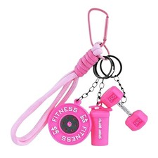 Enyyfit 1PCS Pink Silicone Dumbbell Standard, Pink Keychain