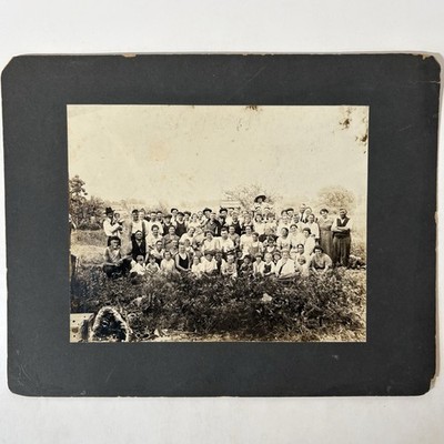 Antique Farmer Family Large Mounted Photo Old Country Group Vintage 11x14 1910 s