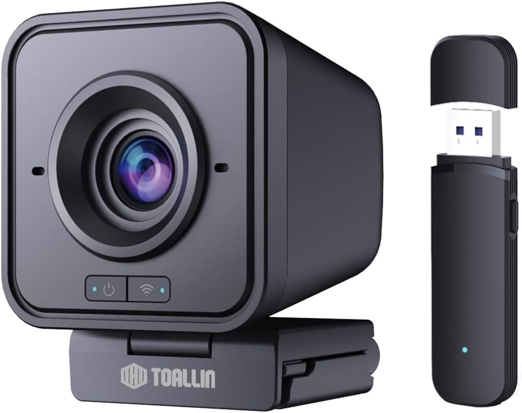 TOALLIN Wireless Webcam for PC, 1080P Full HD, Built-in Noise-Canceling Mic