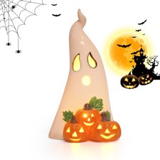 7.4" Cute Ghost in Pumpkin Light Up Halloween Decoration Collectible Figurines