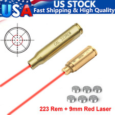 Bore Sight 223 Rem + 9mm Red Laser Sight Set Cartridge Bullet Shap Boresighter