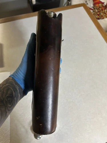 Antique Double Barrel Leather Flask ,Crystal Inserts/Silver Caps Extremely Rare - Picture 12 of 20