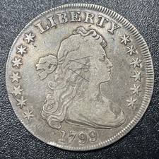 1799 Draped Bust Dollar $1 Heraldic Eagle VF Details Obverse Graffiti